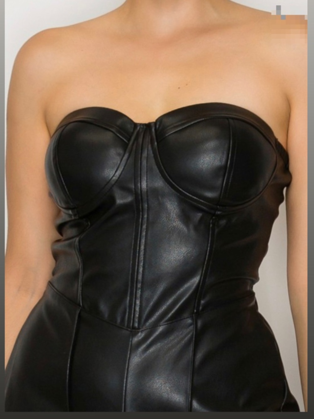Tube Sweetheart Faux Leather Wide Jumpsuit NWT - Picture 2 of 5